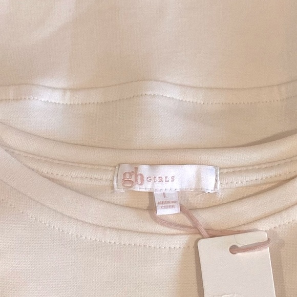 NEW! GB Girls Sweatshirt Round Neck Long Sleeve Drop Shoulder Oyster White Large - Picture 4 of 11